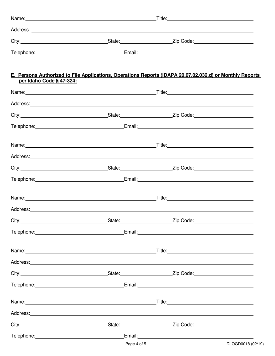 Form IDLOGD0018 Organization Report - Idaho, Page 4