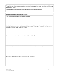 Appendix A Background Investigation Questionnaire - Idaho, Page 13