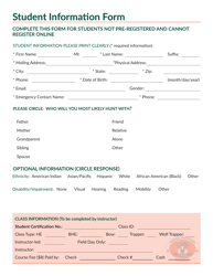 Student Information Form - Idaho