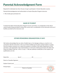 Student Information Form - Idaho, Page 2