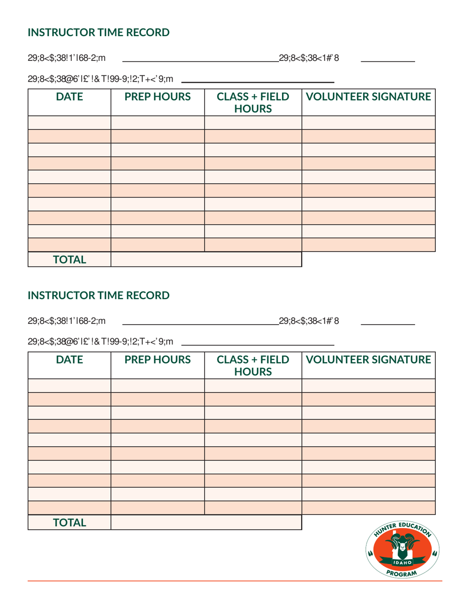 Class Record Form - Idaho, Page 2
