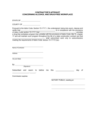 Document preview: Contractor's Affidavit Concerning Alcohol and Drug-Free Workplace - Idaho
