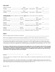 Application for Temporary Employment - Idaho, Page 2
