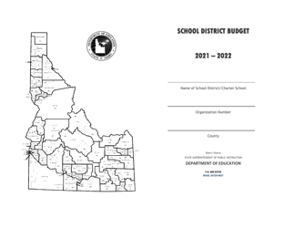 Document preview: School District Budget Cover - Idaho, 2022