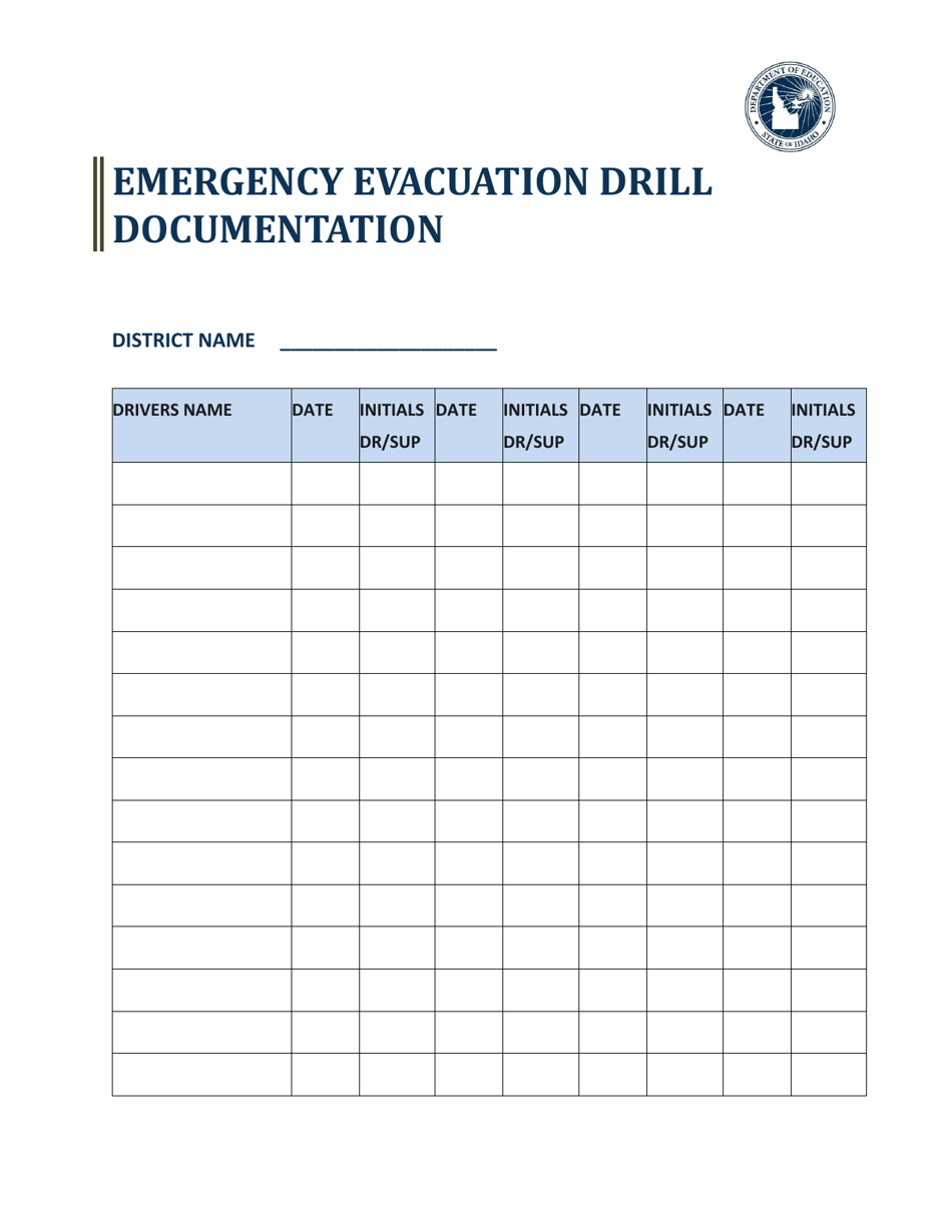 Idaho Emergency Evacuation Drill Documentation Fill Out, Sign Online