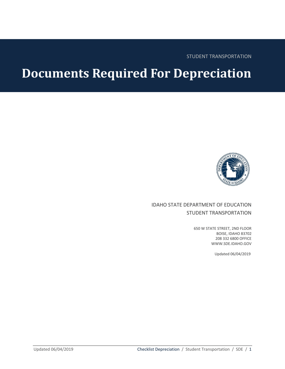 Documents Required for Depreciation - Idaho, Page 1