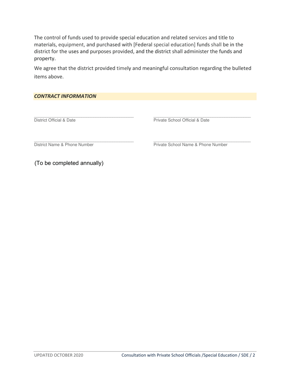 Affirmation of Consultation With Private School Officials and Representatives of Parents - Idaho, Page 2