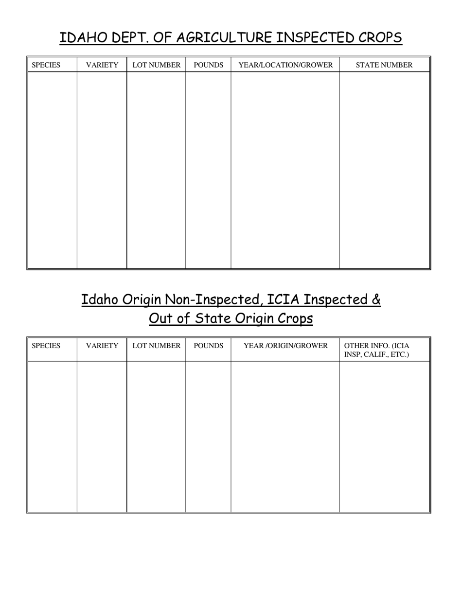 Application for Federal Phytosanitary Certificate - Idaho, Page 2