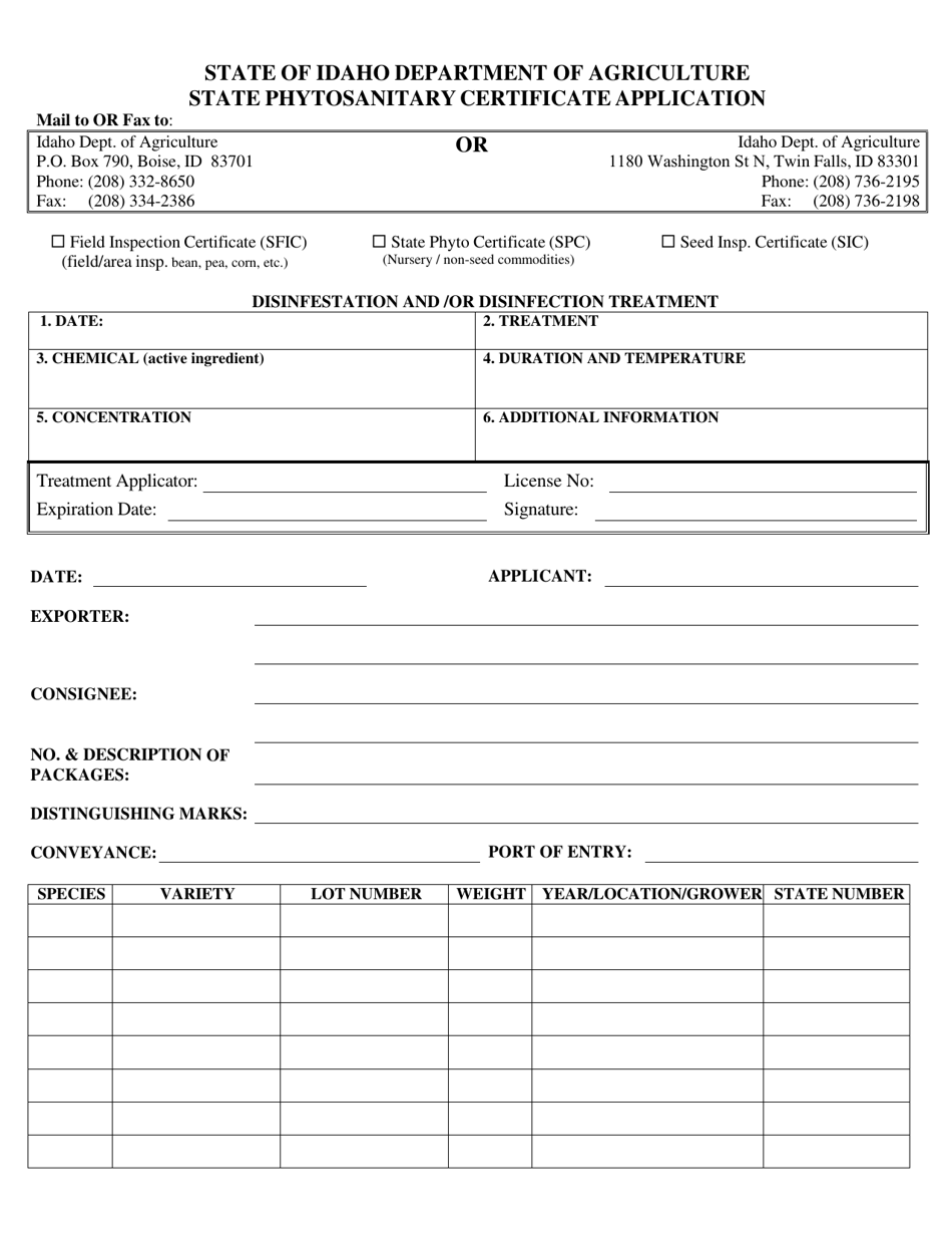 State Phytosanitary Certificate Application - Illinois, Page 1