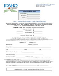 Document preview: Isda/Access Idaho Credit Card Authorization - Idaho