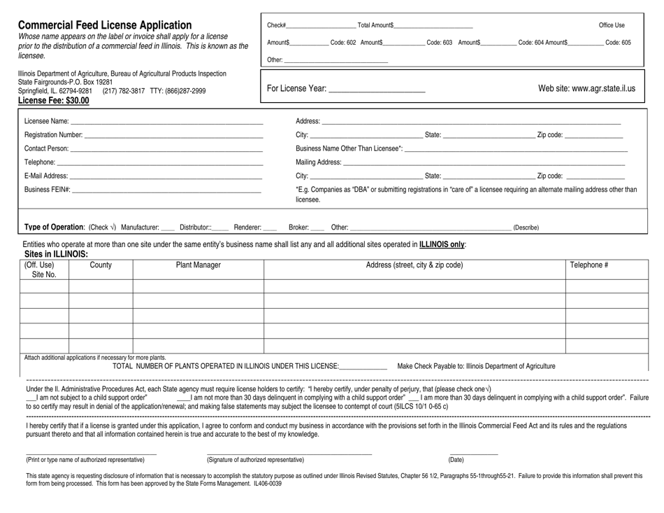 Illinois Commercial Feed License Application Download Fillable PDF ...