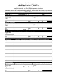 Application for Certificate of Free Sale - Feed Division - Illinois, Page 2