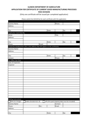 Application for Certificate of Current Good Manufacturing Processes - Feed Division - Illinois, Page 2
