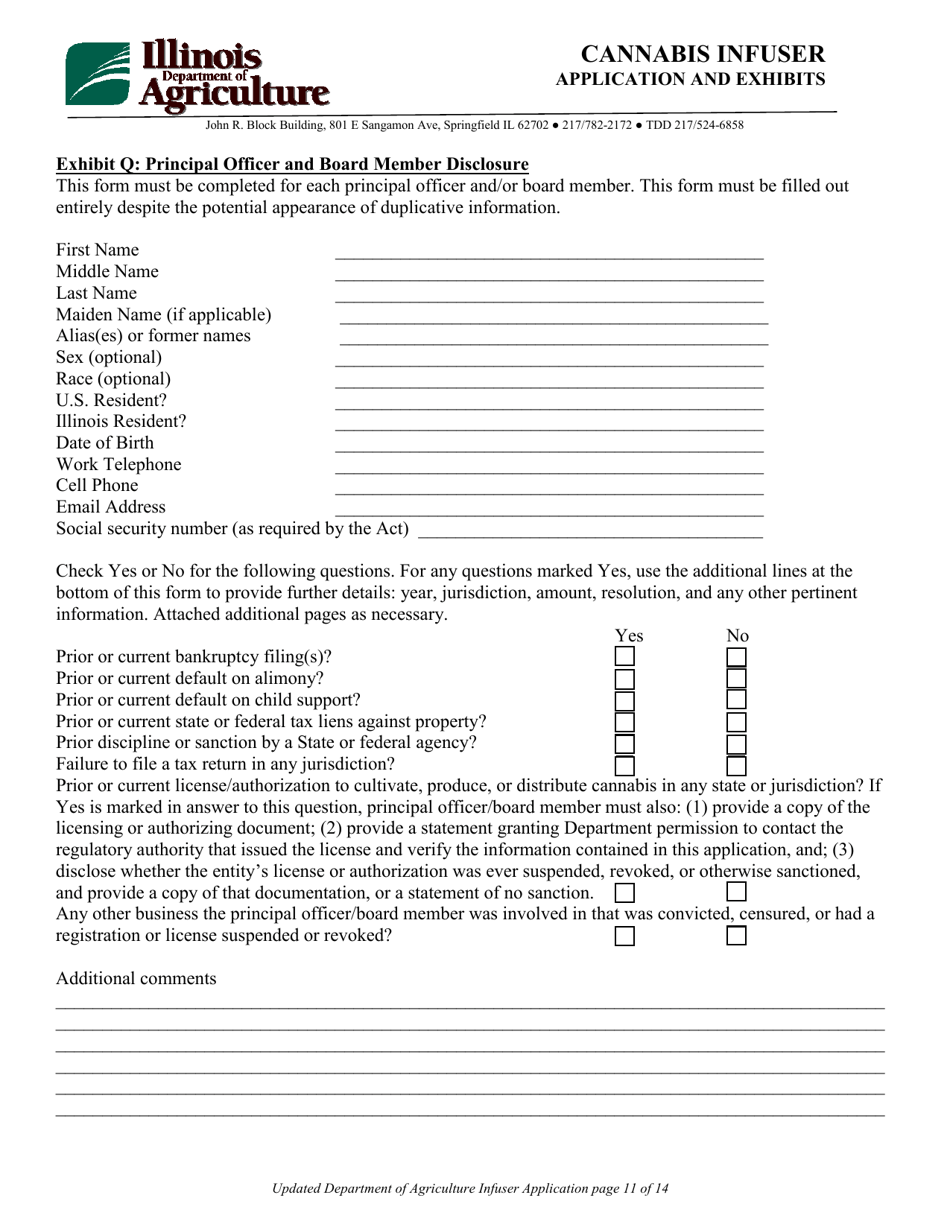 Cannabis Infuser Application and Exhibits Form - Illinois, Page 11