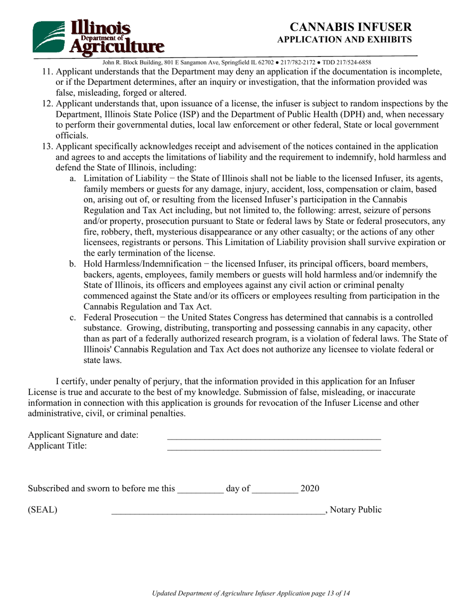 Cannabis Infuser Application and Exhibits Form - Illinois, Page 13