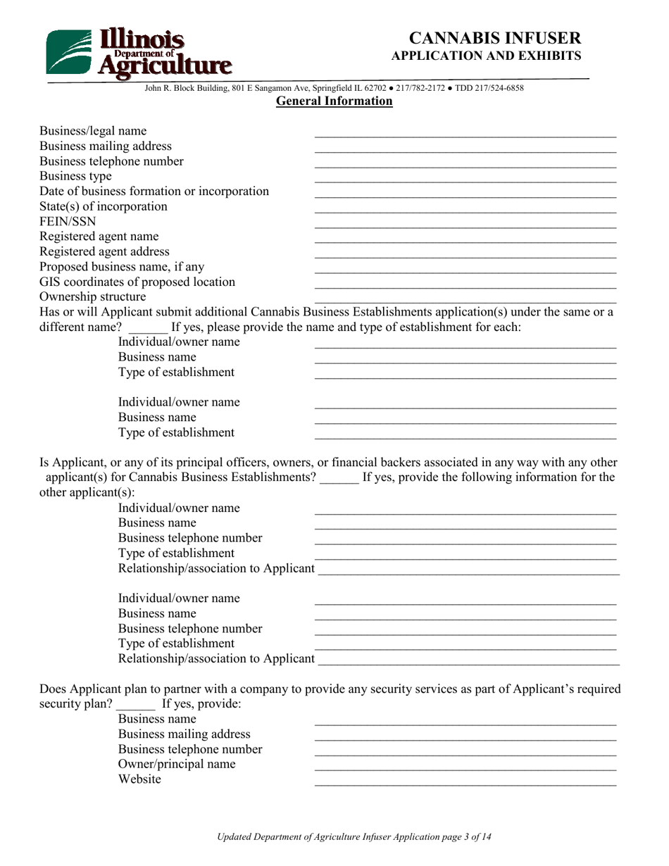 Cannabis Infuser Application and Exhibits Form - Illinois, Page 3