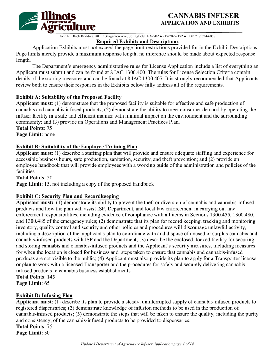 Cannabis Infuser Application and Exhibits Form - Illinois, Page 4