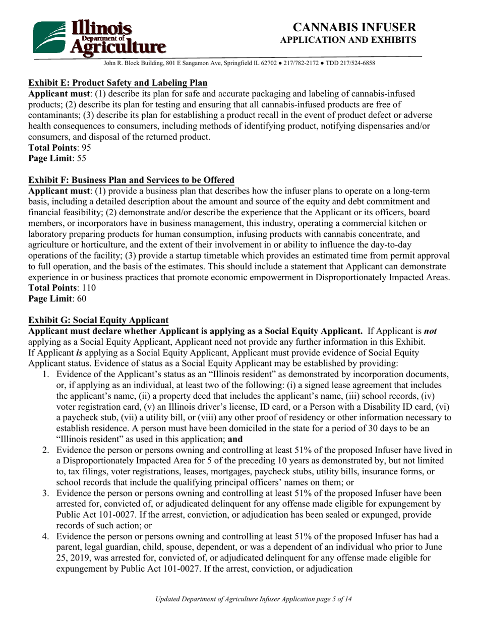 Cannabis Infuser Application and Exhibits Form - Illinois, Page 5
