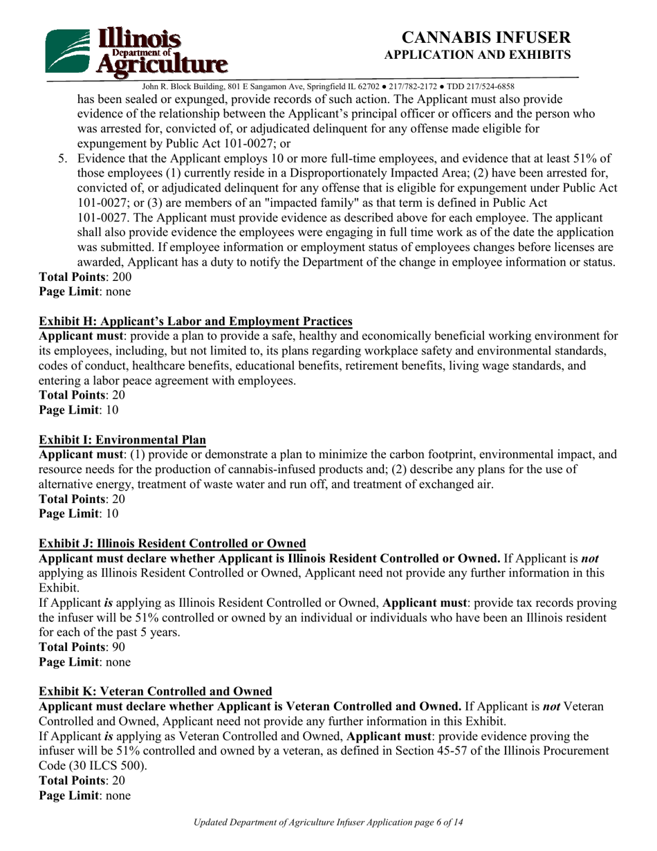 Cannabis Infuser Application and Exhibits Form - Illinois, Page 6
