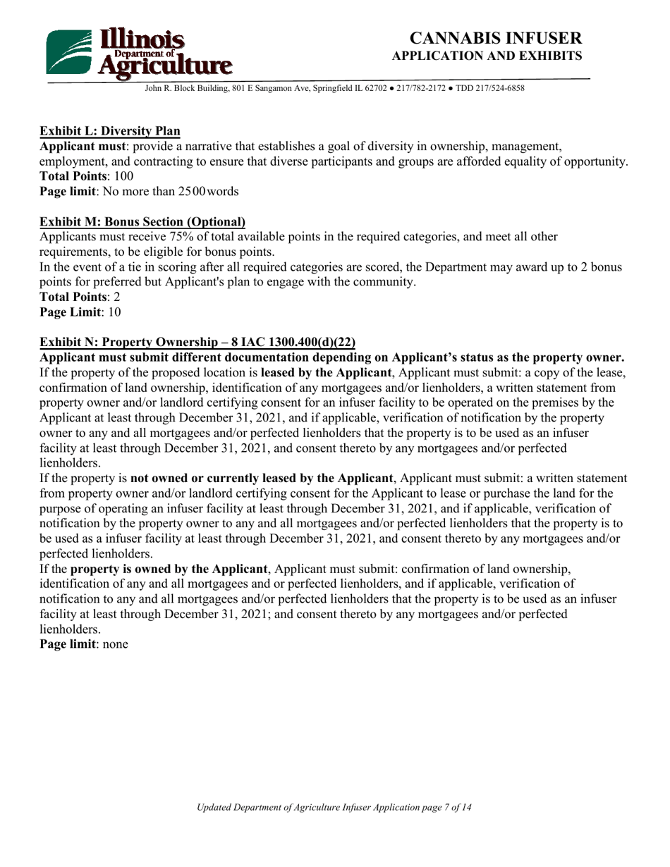 Cannabis Infuser Application and Exhibits Form - Illinois, Page 7