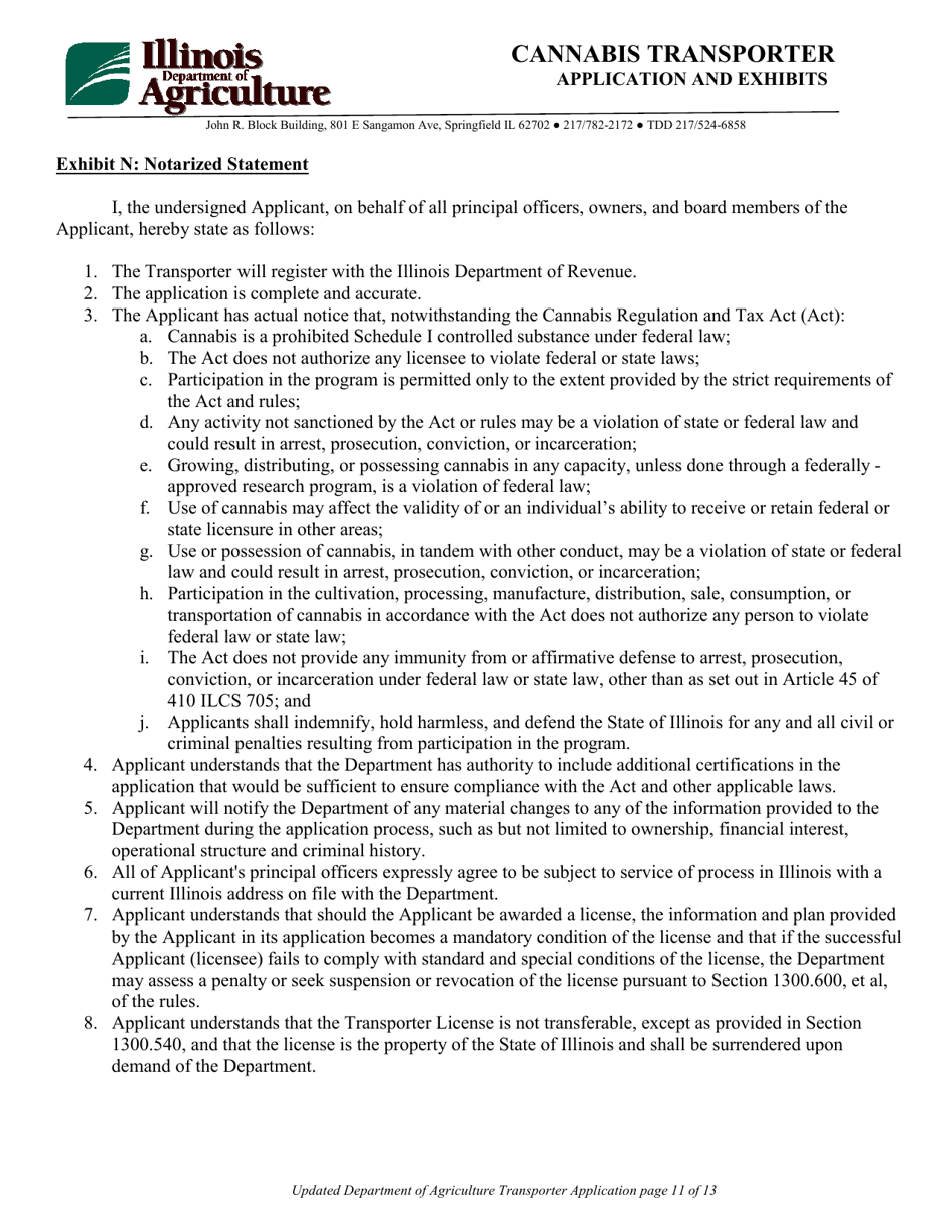 Cannabis Transporter Application and Exhibits - Illinois, Page 11