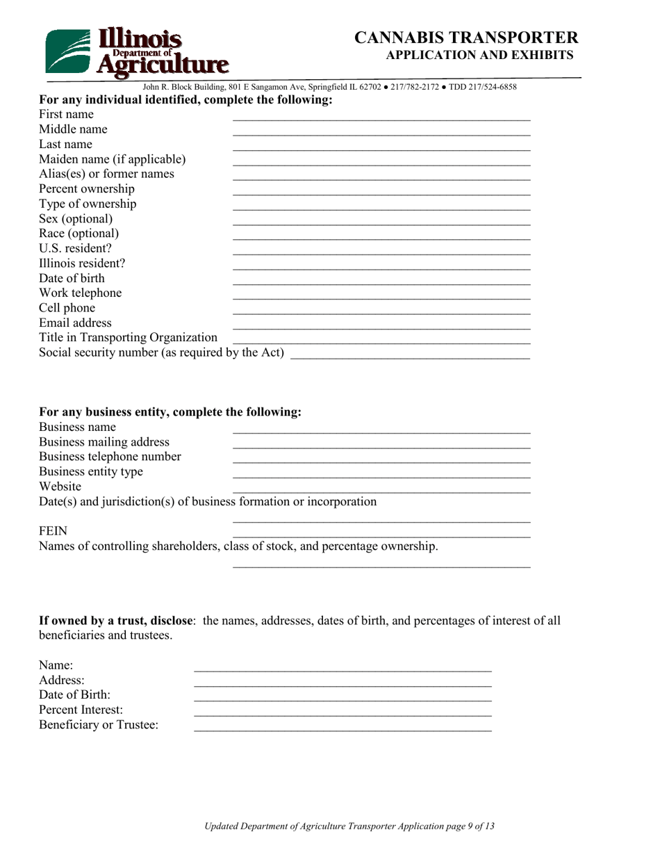 Cannabis Transporter Application and Exhibits - Illinois, Page 9