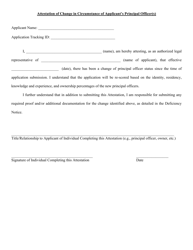 Document preview: Attestation of Change in Circumstance of Applicant's Principal Officer(S) - Illinois