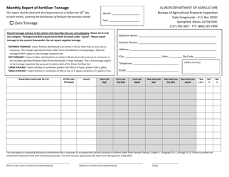 Document preview: Monthly Report of Fertilizer Tonnage - Illinois