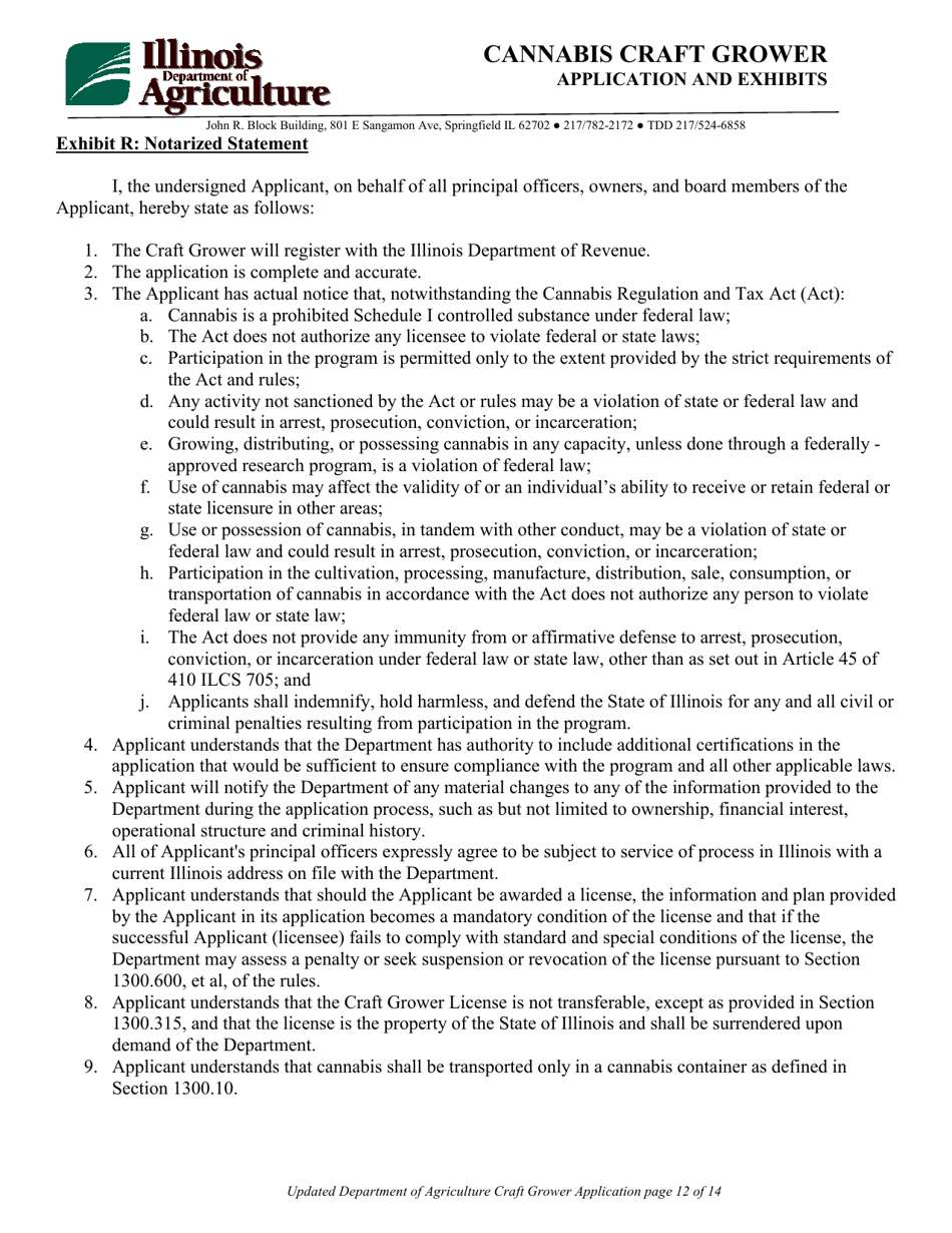 Cannabis Craft Grower Application and Exhibits - Illinois, Page 12