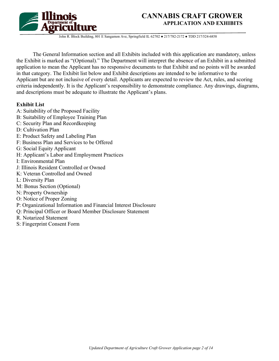 Cannabis Craft Grower Application and Exhibits - Illinois, Page 2