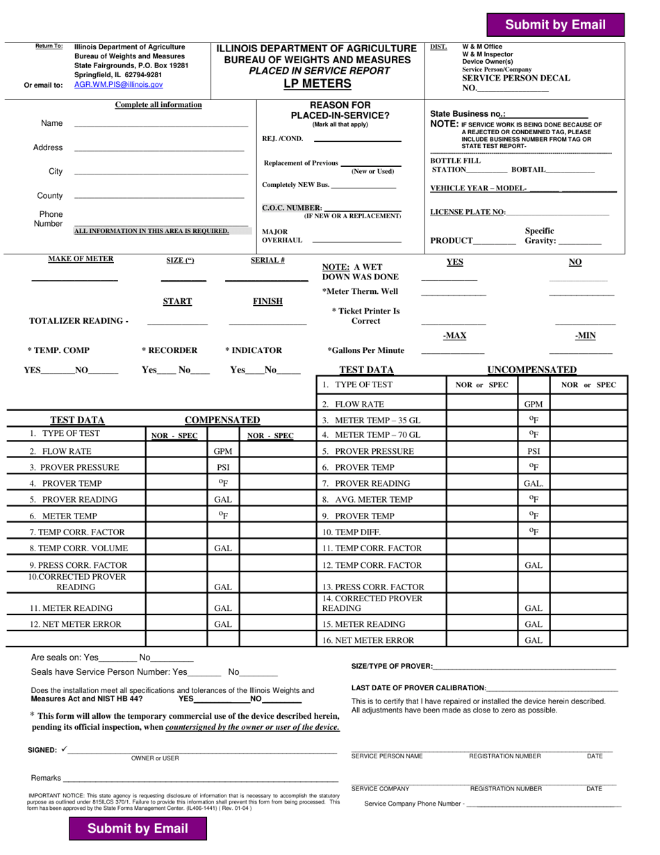 Placed in Service Report - Lp Meters - Illinois, Page 1