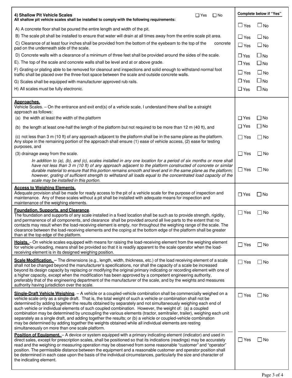 Vehicle Scale Construction / Relocation Approval Application - Illinois, Page 3