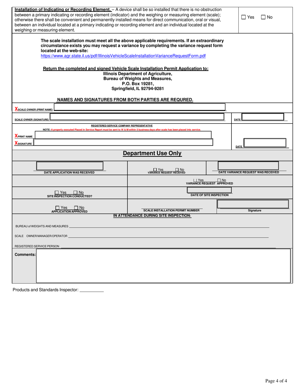 Vehicle Scale Construction / Relocation Approval Application - Illinois, Page 4