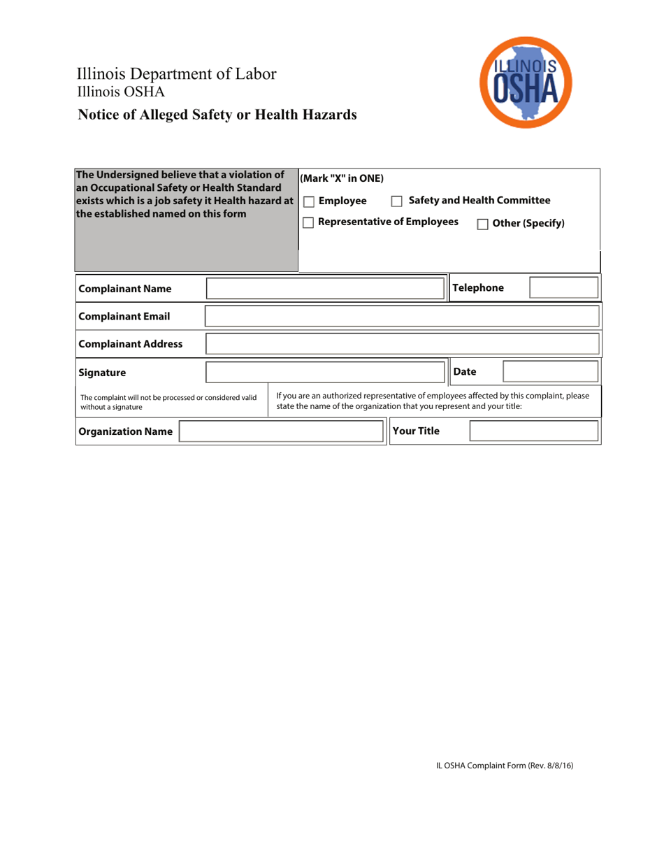 Notice of Alleged Safety or Health Hazards - Illinois, Page 3