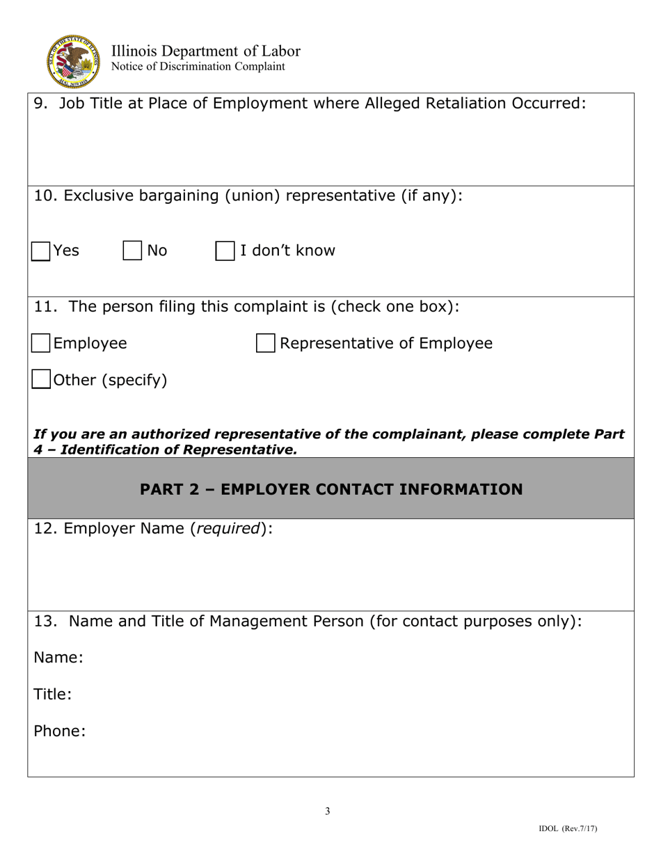 Notice of Discrimination Complaint - Illinois, Page 3
