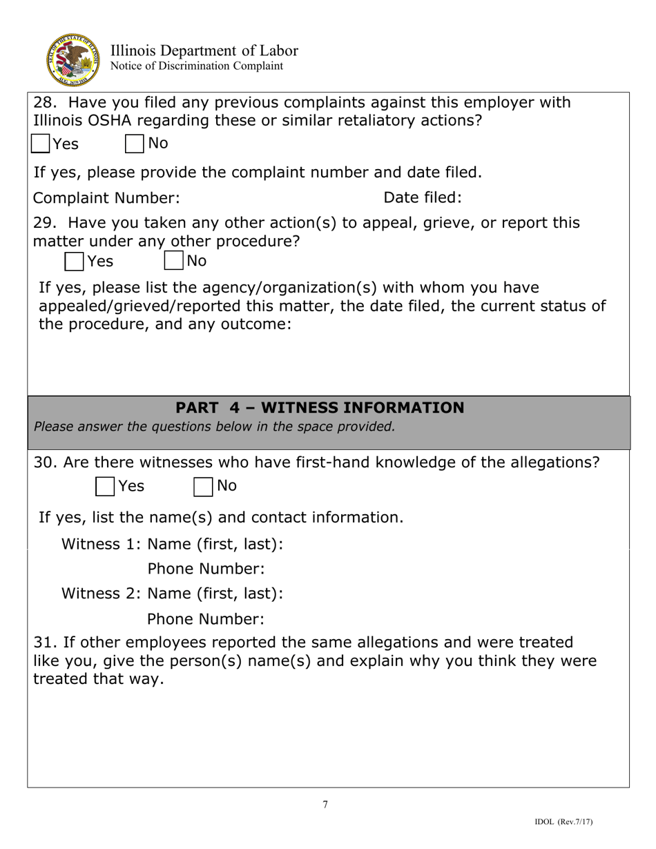 Notice of Discrimination Complaint - Illinois, Page 7