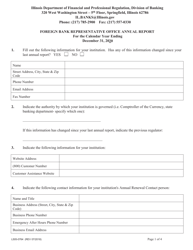 Form L505-0764 &quot;Foreign Bank Representative Office Annual Report&quot; - Illinois, 2020