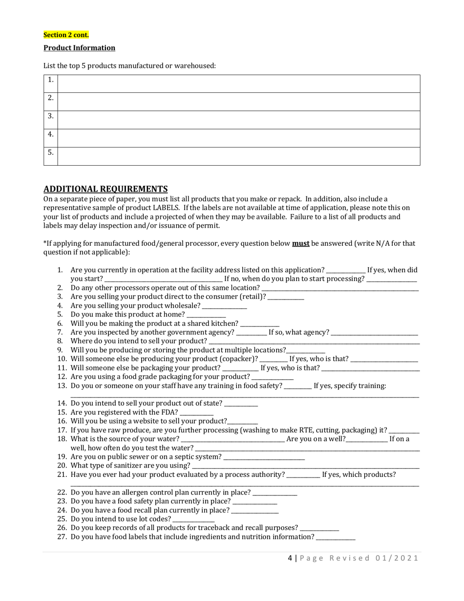 Manufactured Food Application - Illinois, Page 4