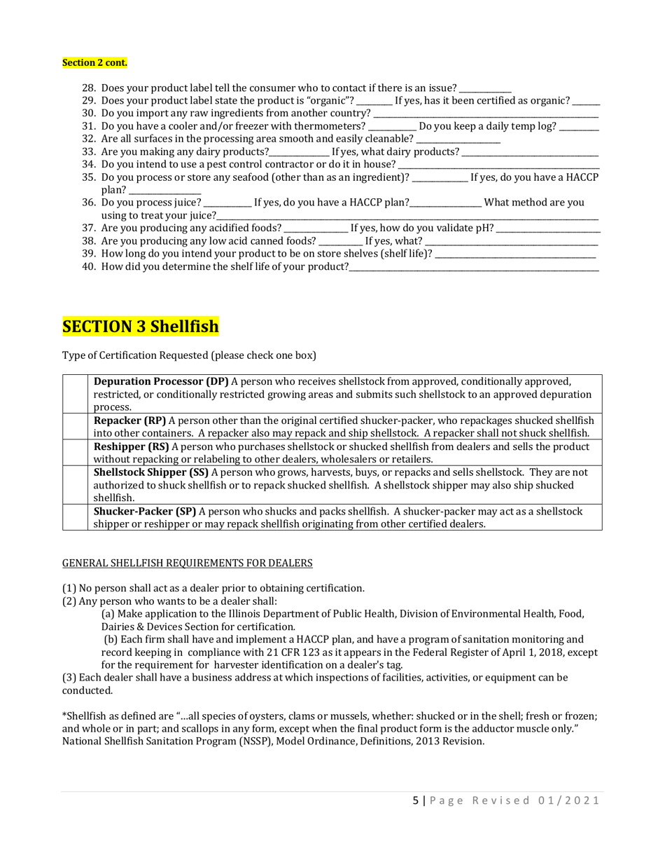 Manufactured Food Application - Illinois, Page 5