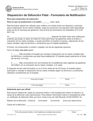 Document preview: Formulario VR111 Disposicion De Defuncion Fetal - Formulario De Notificacion - Illinois (Spanish)
