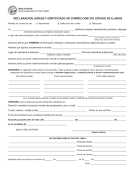 Declaracion Jurada Y Certificado De Correccion Del Estado De Illinois - Illinois (Spanish), Page 2
