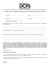 Formulario CANTS8/S &quot;Notificacion De Un Reporte Sobre Sospecha De Abuso Y/O Negligencia De Ninos&quot; - Illinois (Spanish)