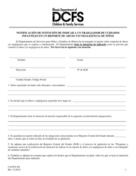 Document preview: Formulario CANTS9/S Notificacion De Intencion De Indicar a Un Trabajador De Cuidados Infantiles En Un Reporte De Abuso Y/O Negligencia De Ninos - Illinois (Spanish)