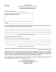 Formulario CFS151/S Notificacion De Decision - Illinois (Spanish)