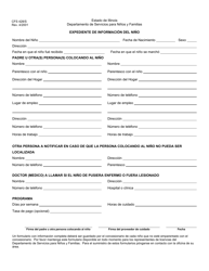 Document preview: Formulario CFS428/S Expediente De Informacion Del Nino - Illinois (Spanish)