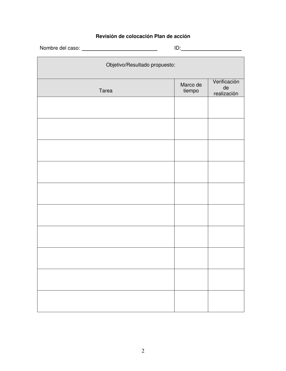 Formulario CFS151-D Revision De Colocacion: Plan De Accion - Illinois (Spanish), Page 2
