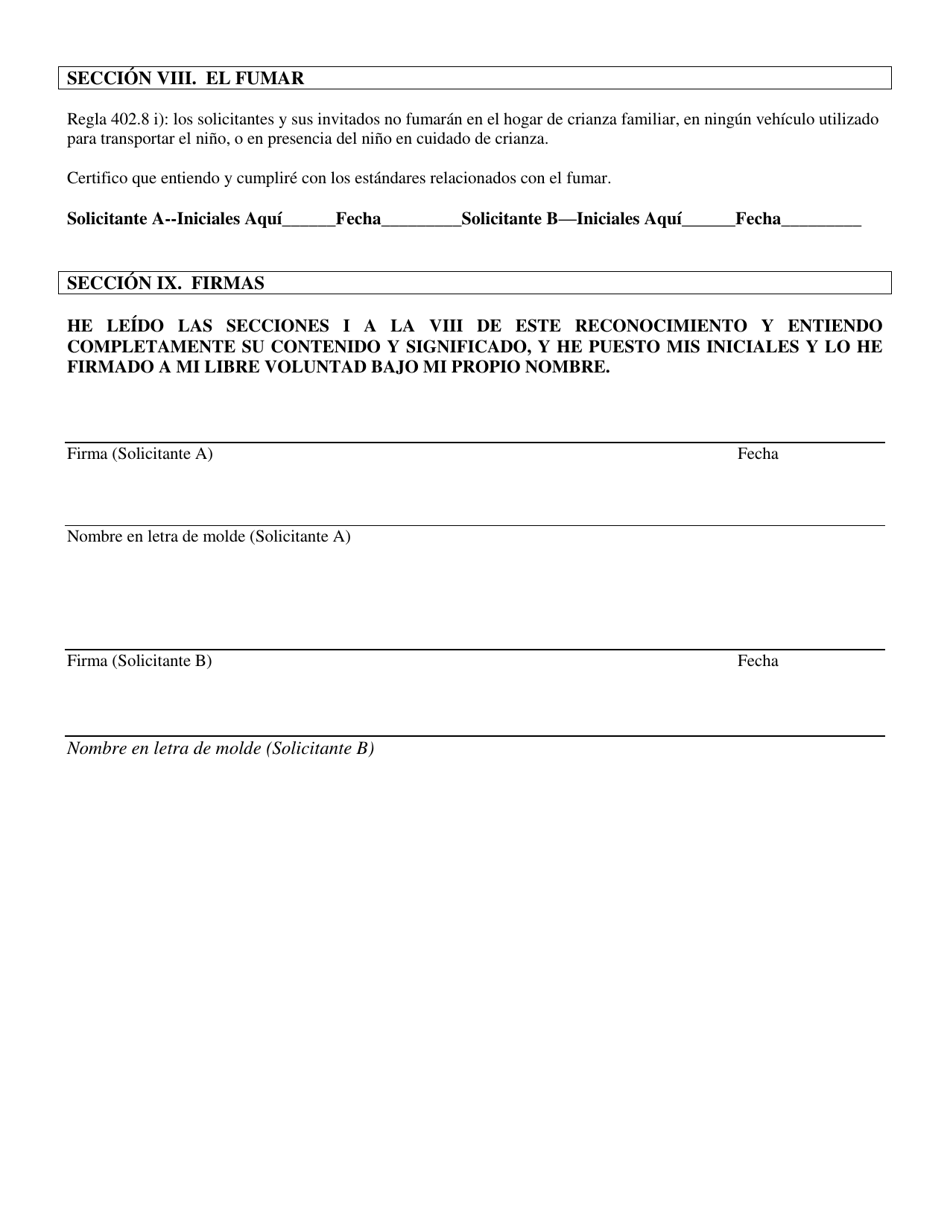 Formulario CFS452-A / S Reconocimiento De Cumplimiento - Parte 402 Reglamentos De Licenciamiento Para Hogares De Crianza Temporal - Illinois (Spanish), Page 3