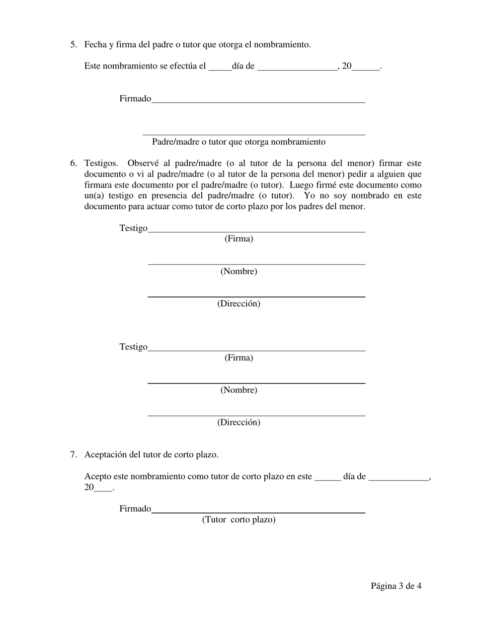 Formulario CFS444-2 / S Nombramiento De Tutor De Corto Plazo - Illinois (Spanish), Page 3