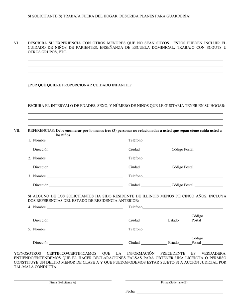 Formulario CFS506-F / S Informacion Del Hogar De Familia De Crianza Temporal - Illinois (Spanish), Page 2