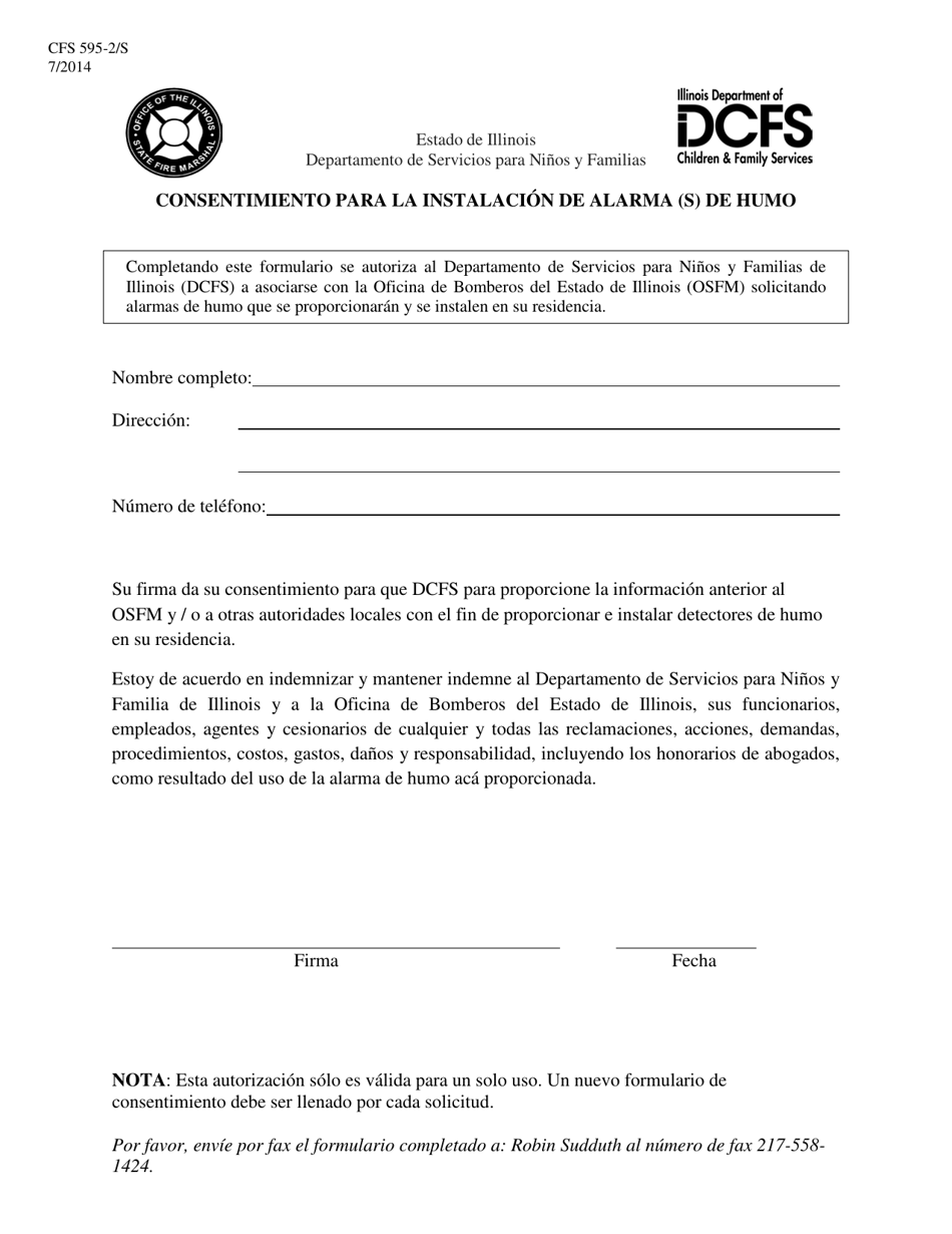Formulario CFS595-2 / S Consentimiento Para La Instalacion De Alarma (S) De Humo - Illinois (Spanish), Page 1
